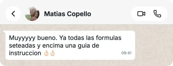 Reseña de Matías Copello por WhatsApp